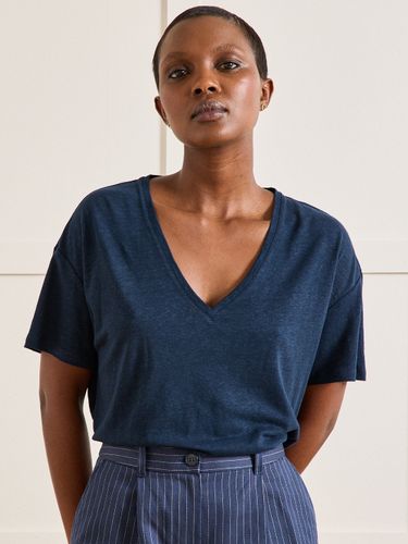 T-shirt col V femme lin et viscose - Cyrillus - Modalova