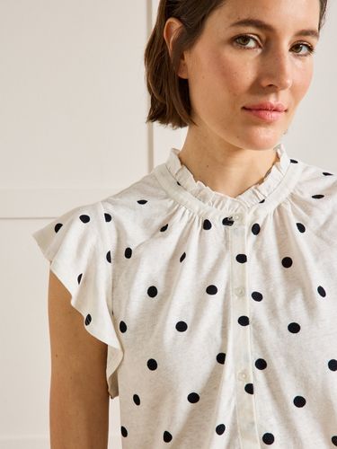 T-shirt lin et viscose imprimé pois - Cyrillus - Modalova