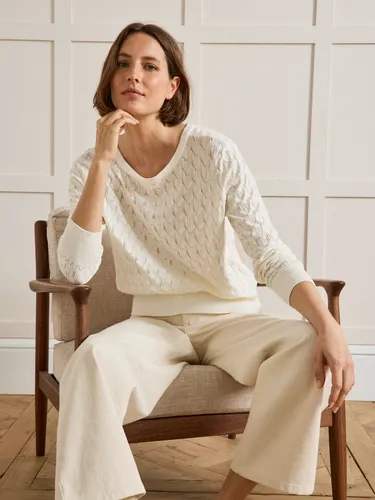 Pull maille pointelle coton biologique et cachemire - Cyrillus - Modalova