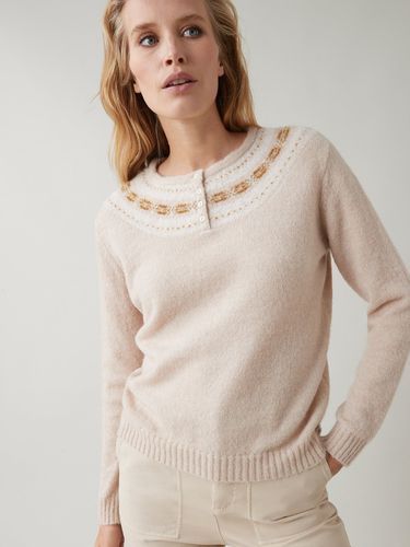 Pull jacquard col boutonné femme - Cyrillus - Modalova