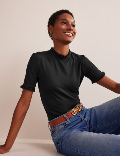 T-shirt volanté ultra-doux-Noir - Boden - Modalova