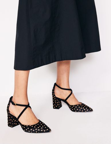 Escarpins pointus à brides et talons carrés-Pois et camel - Boden - Modalova