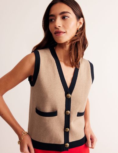 Gilet de costume Holly en maille-Camel chiné - Boden - Modalova
