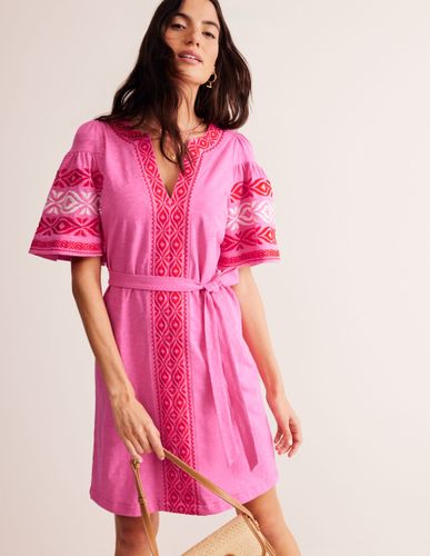 Robe courte brodée en jersey - Boden - Modalova