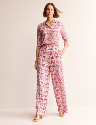 Pantalon palazzo fluide en crêpe-Motif cachemire floral - Boden - Modalova