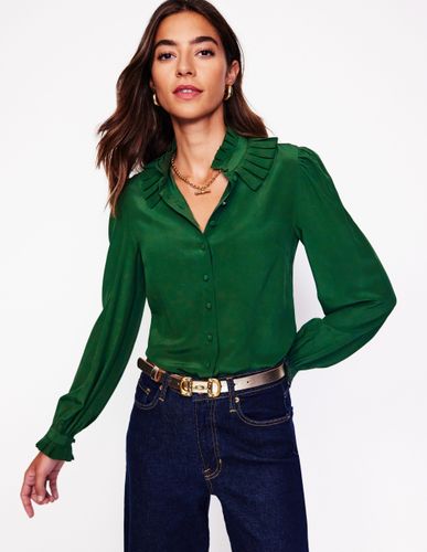 Blouse en soie à col volanté-Pin - Boden - Modalova