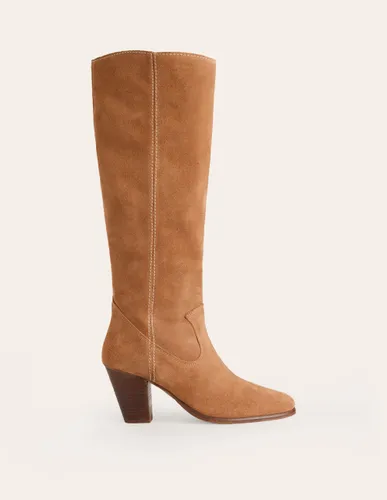 Bottes à talons hauteur genou avec bout en amande-Fauve - Boden - Modalova