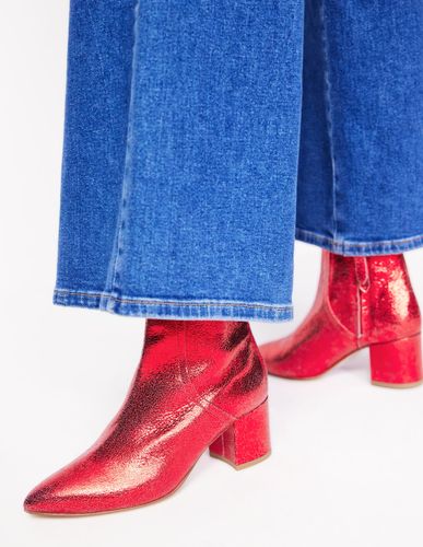 Bottines à talons carrés en cuir-Cuir métallisé - Boden - Modalova
