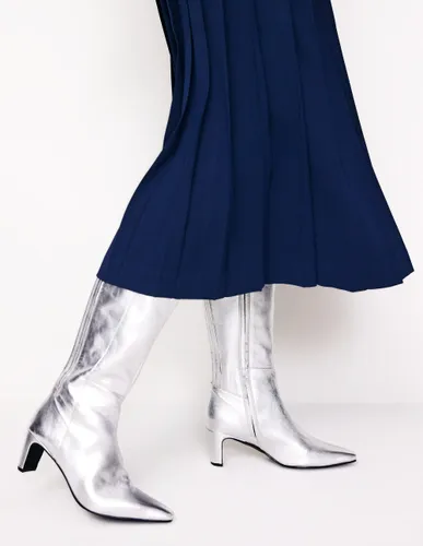 Bottes à talons hauteur genou avec empiècement arrière-Métallisé - Boden - Modalova