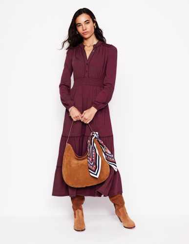 Robe midi à taille froncée et volants-Glycine profond - Boden - Modalova