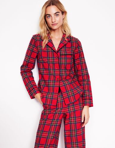 Haut de pyjama en coton brossé-Carreaux et bleus - Boden - Modalova