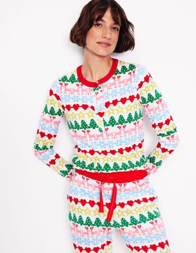 Haut de pyjama à manches longues en jersey-Multi, motif jacquard pain d'épices - Boden - Modalova