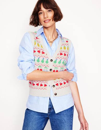 Gilet de costume Edie à motif jacquard-Écru chiné, fruit - Boden - Modalova