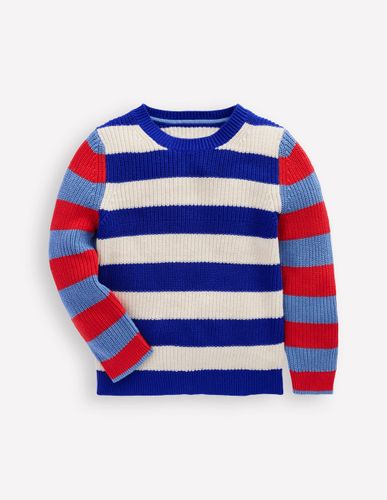 Pull pour tous les jours en coton-Rayé bleu vif/écru chiné - Boden - Modalova
