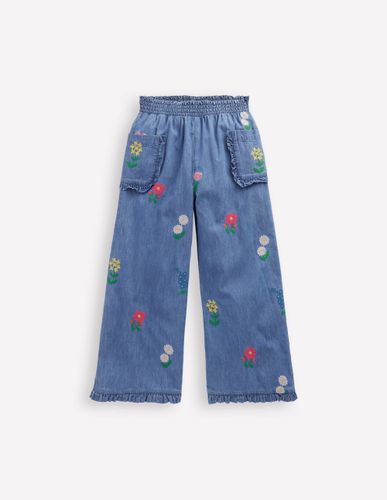 Pantalon volanté d'antan-Fleurs et point de croix chambray - Boden - Modalova