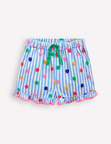 Juniper Gewebte Shorts mit Rüschen-Pfauenfederblau Punkte - Boden - Modalova