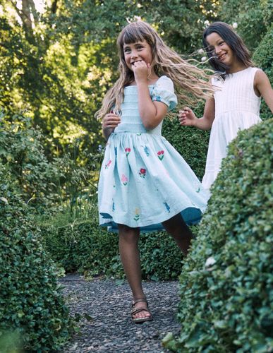 Robe Gwendolyn en coton et lin-Fleurs en point de croix multi - Boden - Modalova