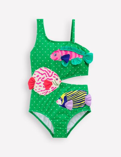 Maillot de bain Lettice à découpes-Poissons et petits pois vert vif - Boden - Modalova