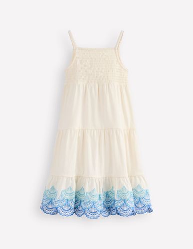 Robe Enza en jersey à ourlet broderie anglaise-Coquillages ivoire doux - Boden - Modalova