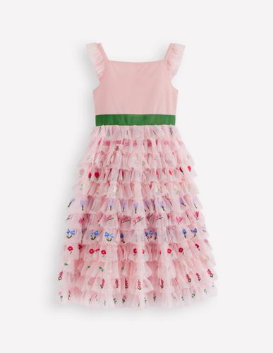 Robe brodée en tulle-Fleurs rose craie - Boden - Modalova