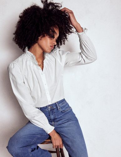 Top Lorna en coton plissé-Blanc - Boden - Modalova