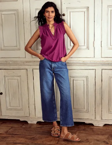 Débardeur Aria à détails en broderie anglaise-Magenta profond - Boden - Modalova