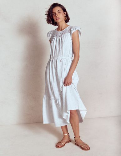 Robe midi Juliet à broderie anglaise-Blanc - Boden - Modalova