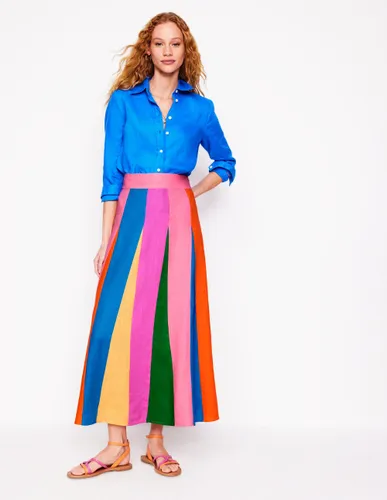 Jupe longue virevoltante en lin-Colourblock multi - Boden - Modalova