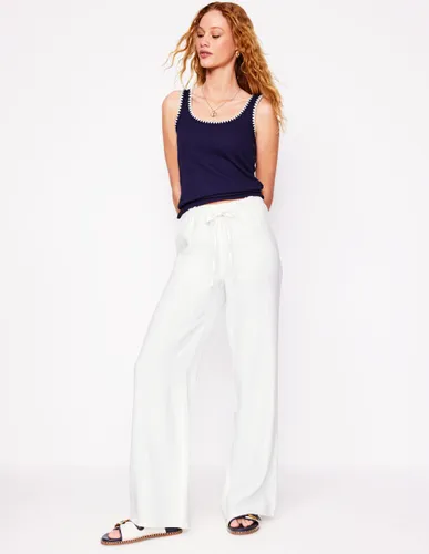 Pantalon Islington en lin-Blanc - Boden - Modalova