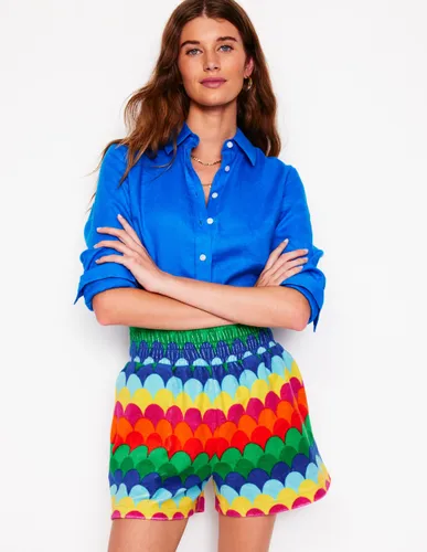 Short en éponge smocké-Multi, rayé festonné - Boden - Modalova