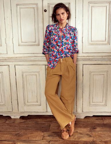 Chemise Fay smockée en jersey-Multi, motif Painterly Meadow - Boden - Modalova