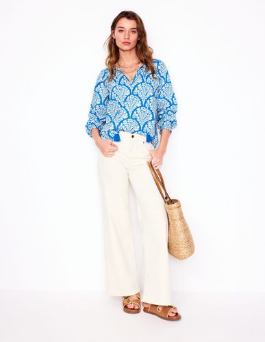 Blouse décontractée en coton-Bleu céruléen, motif Blossomy - Boden - Modalova