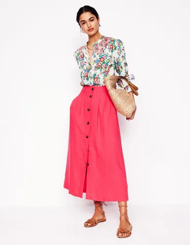 Jupe midi Thomasina en lin-Rose camélia - Boden - Modalova