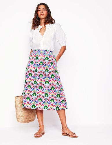 Jupe midi Hattie en popeline-Multi, motif Decorative Dandelion - Boden - Modalova