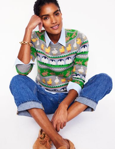 Pull Edie à motif jacquard-Gris chiné, motif animalier - Boden - Modalova