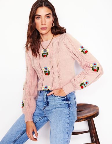 Pull duveteux brodé- lavande tendre - Boden - Modalova