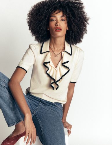 S T-shirt en maille à col volanté en Taille TP - Boden - Modalova