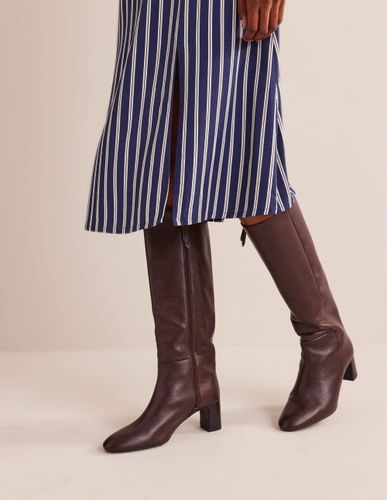 Bottes Erica hauteur genou en cuir-Cuir chocolat - Boden - Modalova