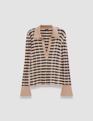 Check Wool Silk Polo Top - L - Joseph - Modalova