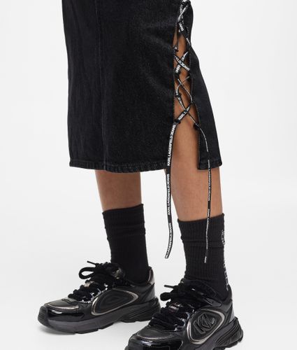 Jupe En Denim Mi-longue À Lacets, , Noir Délavé À La Pierre, Taille: Xs - KL Jeans - Modalova