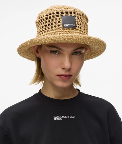 Bob En Raphia Avec Logo Carré, , , Taille: One Size - KL Jeans - Modalova