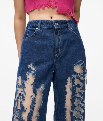Jean Décontracté Taille Mi-haute À Effet Usé, , , Taille: 2530 - KL Jeans - Modalova