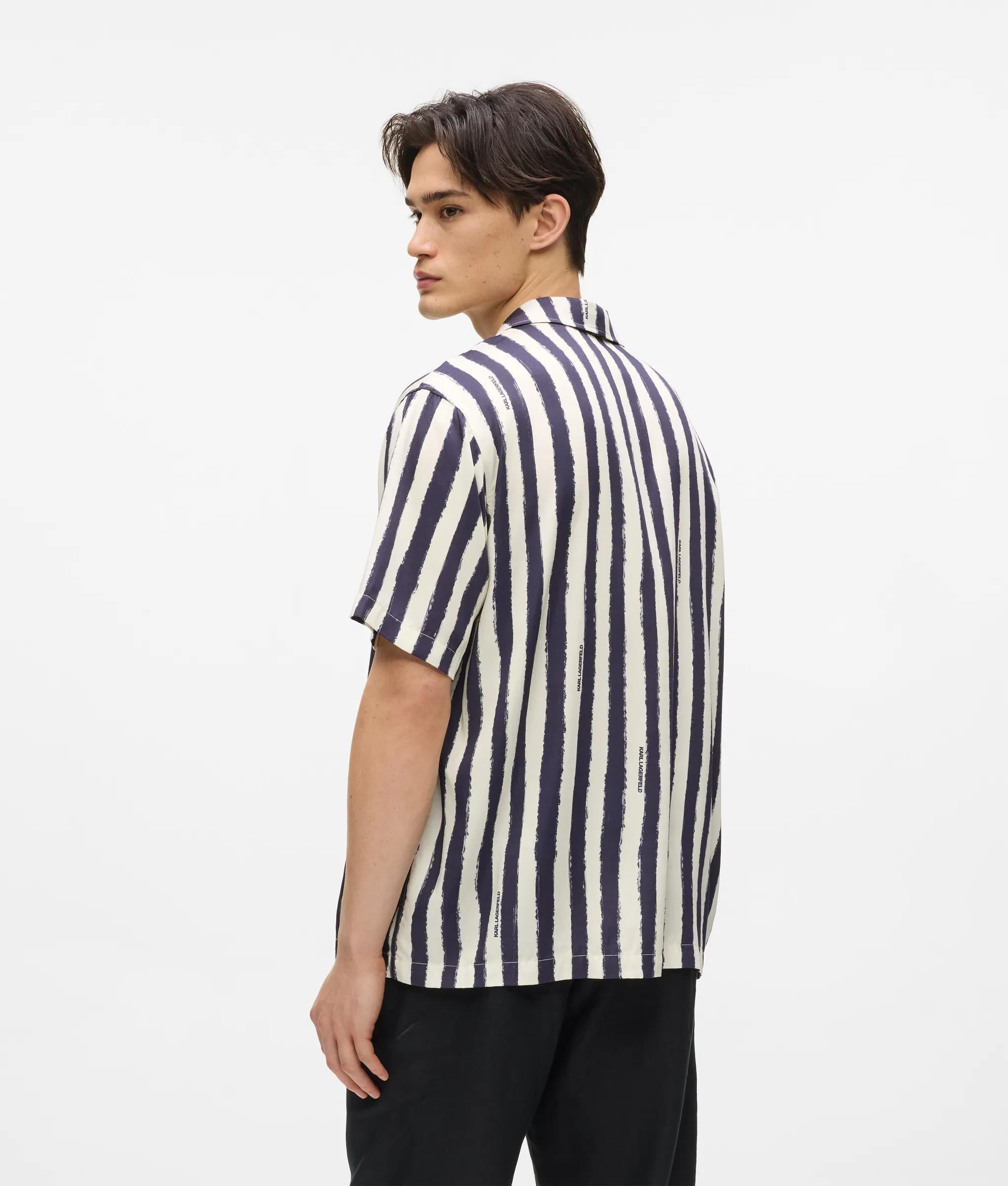 Chemise De Bowling Ikon Rayée À Manches Courtes, , , Taille: S - Karl Lagerfeld - Modalova