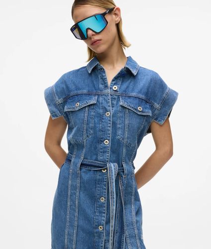 Robe En Denim À Manches Courtes Et Ceinture, , , Taille: Xs - KL Jeans - Modalova