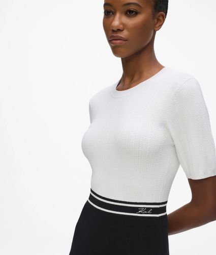 Robe En Maille Bicolore À Logo, , /, Taille: Xs - Karl Lagerfeld - Modalova