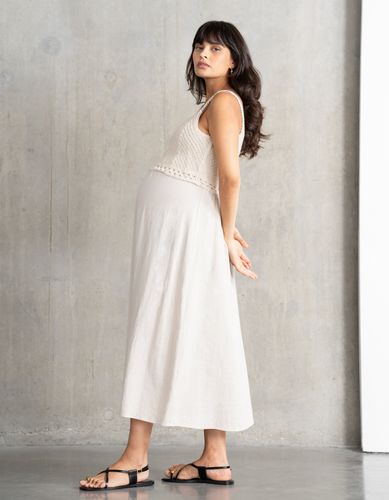 Robe grossesse et allaitement à bretelles mi-longue avec haut en crochet - Seraphine - Modalova