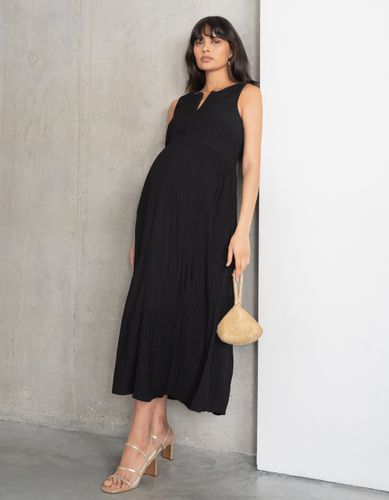 Asymmetric Zip-Front Tiered Maternity + Nursing Midi Dress - Seraphine - Modalova