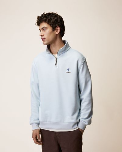 Sweat zippé bleu clair coton bio - FAGUO - Modalova