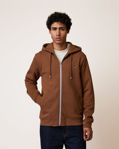 Sweat zippé à capuche camel - FAGUO - Modalova