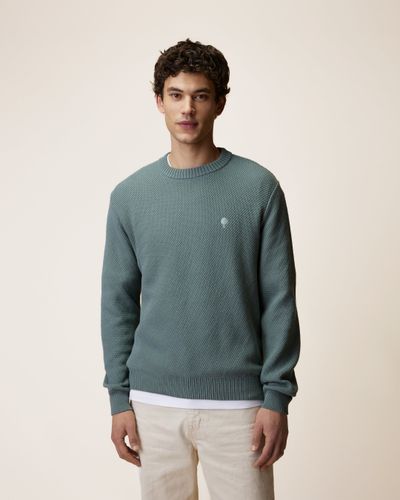 Pull col rond en coton vert clair - FAGUO - Modalova